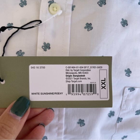 NEW Goodfellow Mens Short sleeve Button Down Floral Print White XXL NWT - Picture 9 of 9